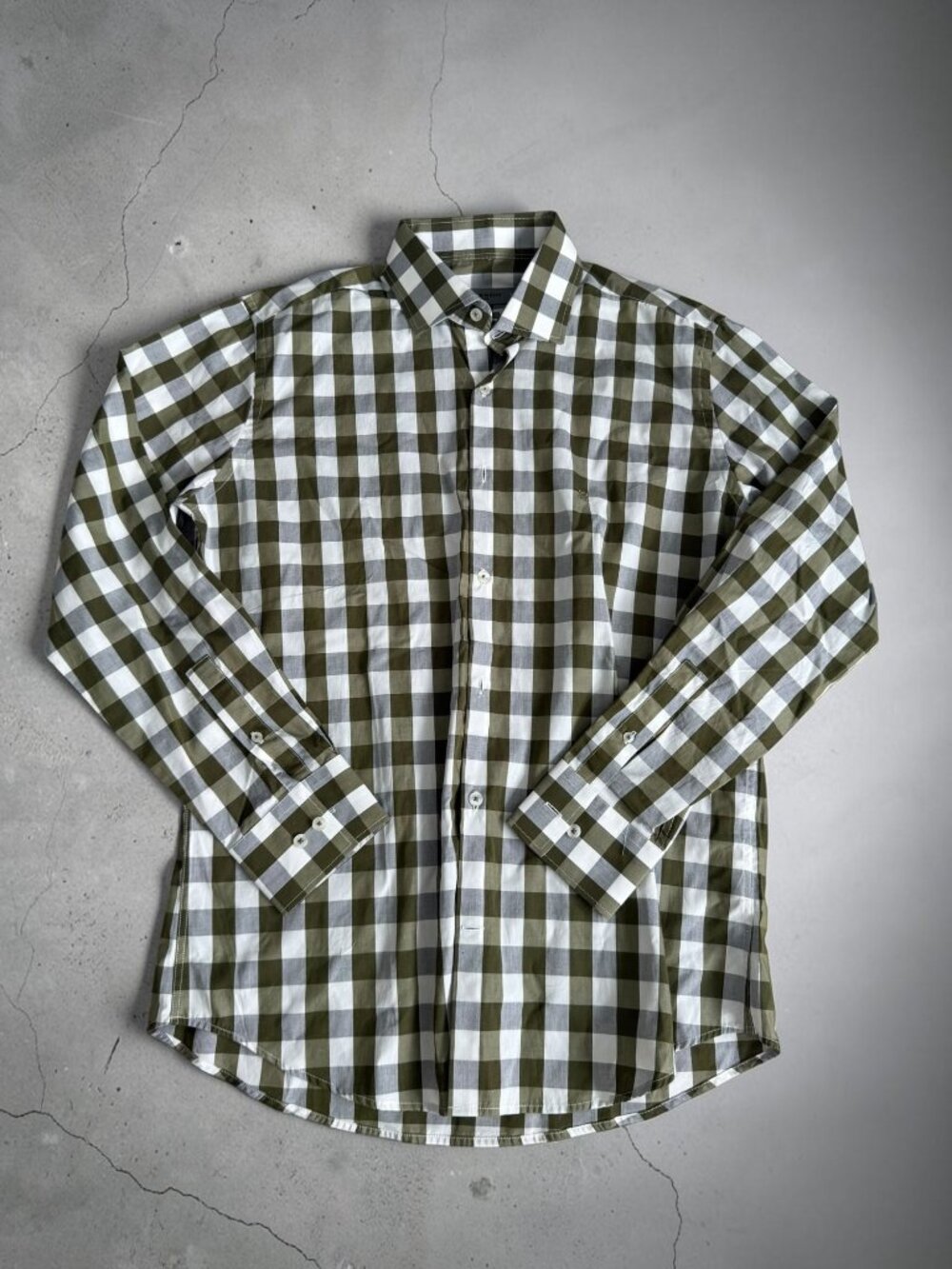GIVENCHY Men’s Green White Plaid Button Down Shirt Size Medium
